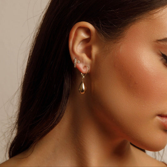 Fancy 14k Yellow Gold Faceted Dangly Earrings EJER0962