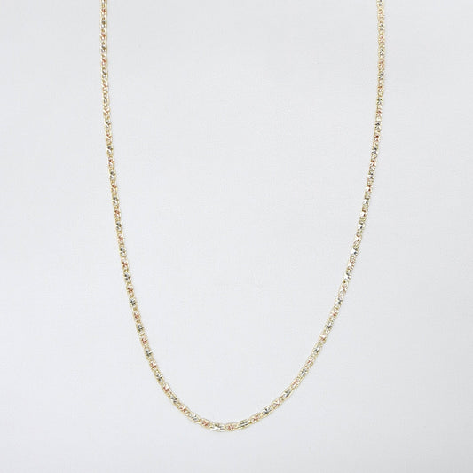 Solid 14K Tricolor Gold 2.5mm 18" Valentino Chain