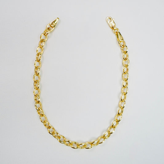 Solid 14K Yellow Gold Hollow Rolo 4mm 8" Bracelet