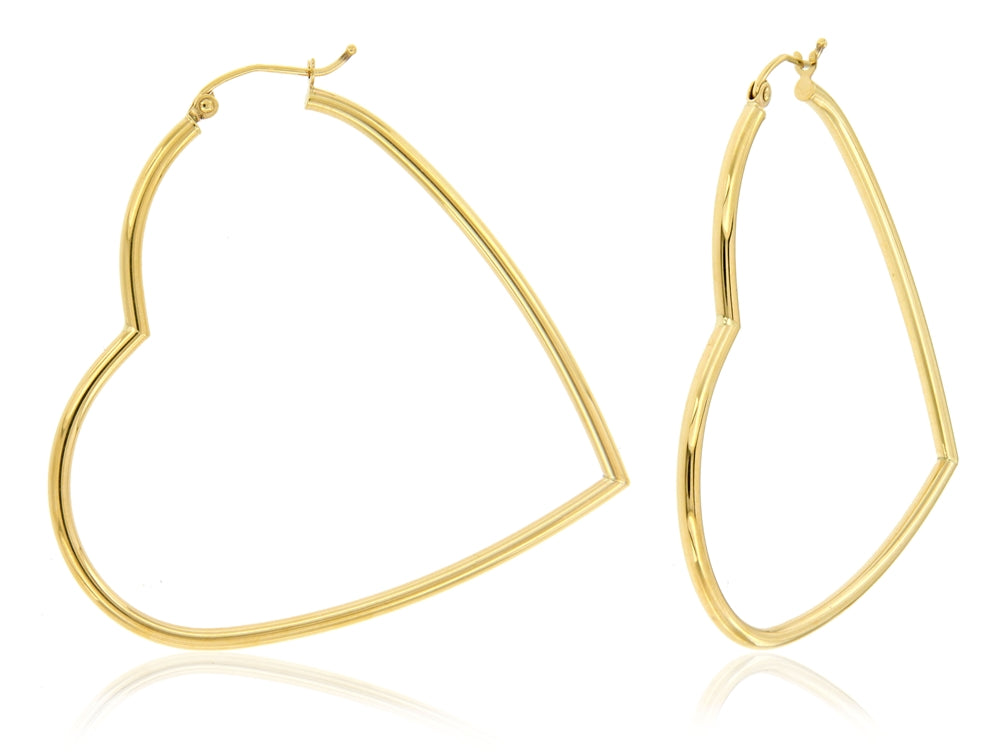 Hollow 14K yellow gold Heart shaped earrings EJER4886