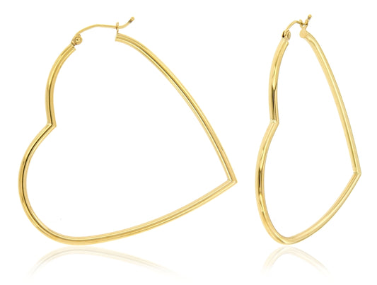 Hollow 14K yellow gold Heart shaped earrings EJER4886