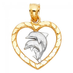Solid 14K gold Bottle-Nose Dolphins Charm EJPT1678