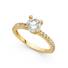 Solid 14K gold CZ stone Engagement Ring EJLRCZ12
