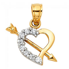 Solid 14K gold Cupid Arrow Heart Pendant EJPT420