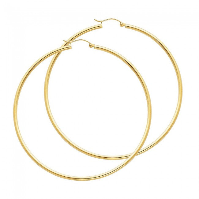 Products 14K Gold 2x65mm Hoop Earrings - EJER22219