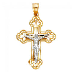 Solid 14K Two-Tone gold Filigree Crucifix EJPT63