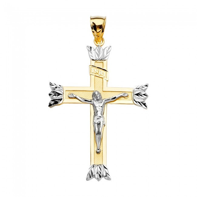 14K Two-Tone Gold Crucifix Cross - EJPT2177