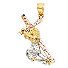 Solid 14K Gold Carrying The Cross Pendant EJMPT1204