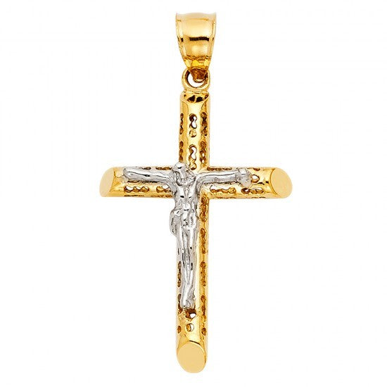 14K Gold Jesus Wood Crucifix - EJCR28122