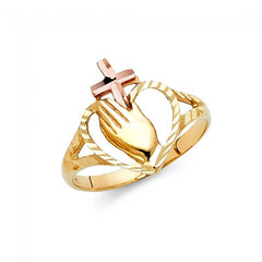 Solid 14K gold Praying Hands Ring EJLR1811