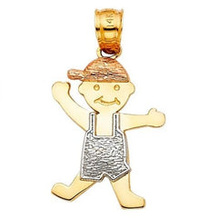 Solid 14K Tricolor Gold BOY Charm EJCM26901