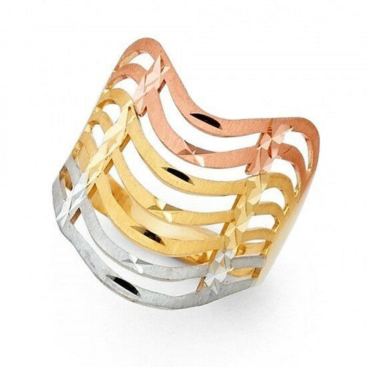 14K Tricolor Gold Semanario Ring - EJRG576