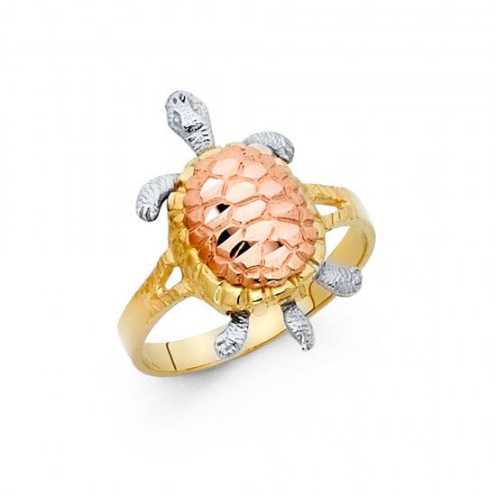 14K Tricolor Gold Turtle Ring - EJLR30415