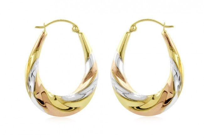 14K Tricolor Gold Earrings - EJER3881TR