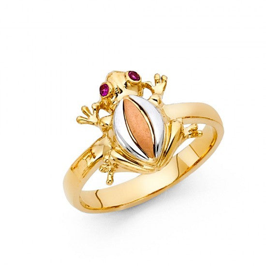 14K tricolor gold frog ring - EJRG1699