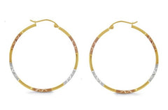 Hollow 14K Tricolor Gold Hoop Earrings EJ154TR1535