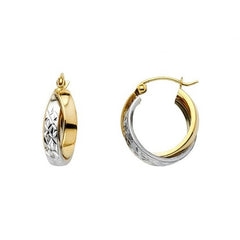 Solid 14K Two-Tone gold Huggie Earrings EJER0017