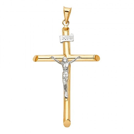 14K Two-Tone Gold INRI Crucifix - EJCR27922