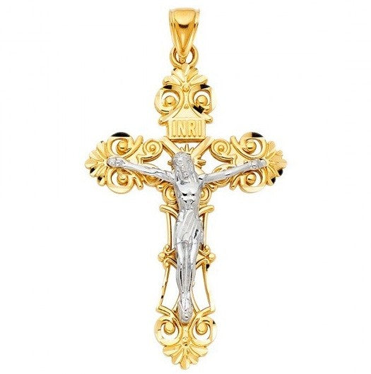 14K Yellow & White Gold Crucifix - EJCR28117