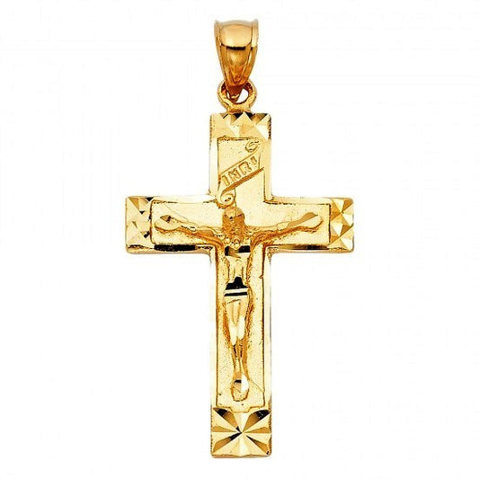 14K Yellow Gold D/C Crucifix - EJCR28022