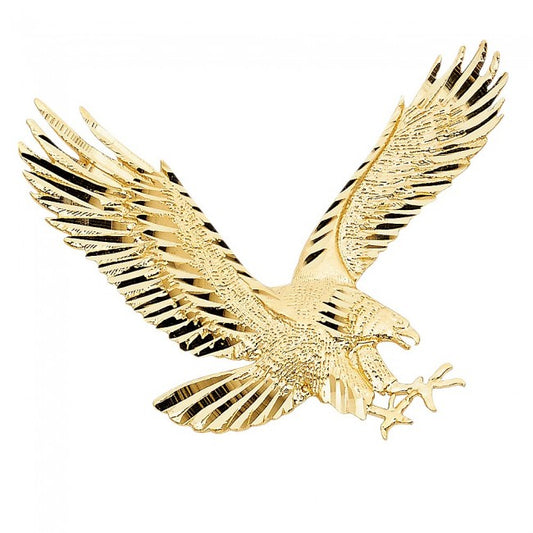 14K Yellow Gold Soaring Eagle Pendant - EJPT1590