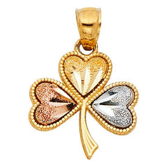 Solid 14K Tricolor Gold Shamrock Pendant EJCM28411