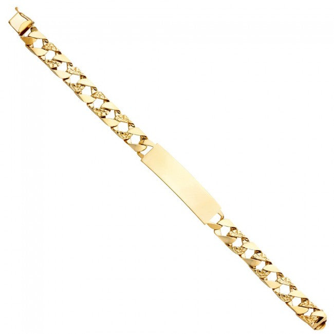 14K Gold 10mm Square Curb ID Bracelet EJMB21004