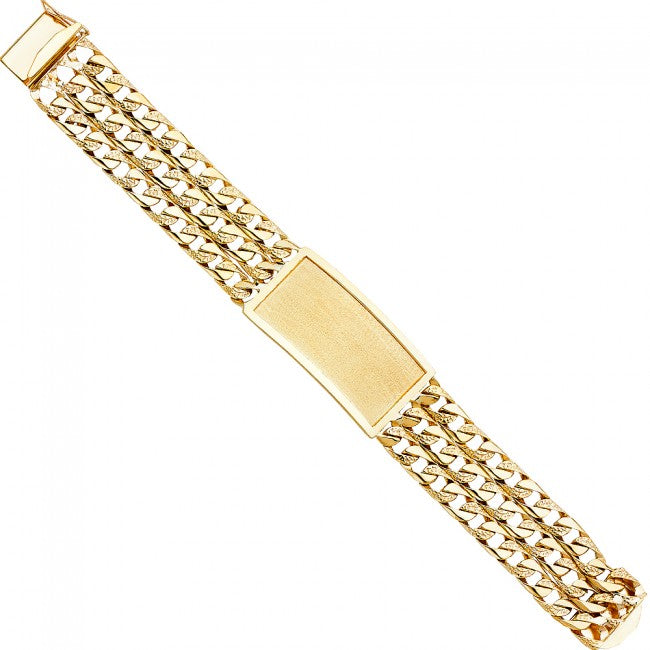 14K Gold Triple Link Men's ID Bracelet EJAB379